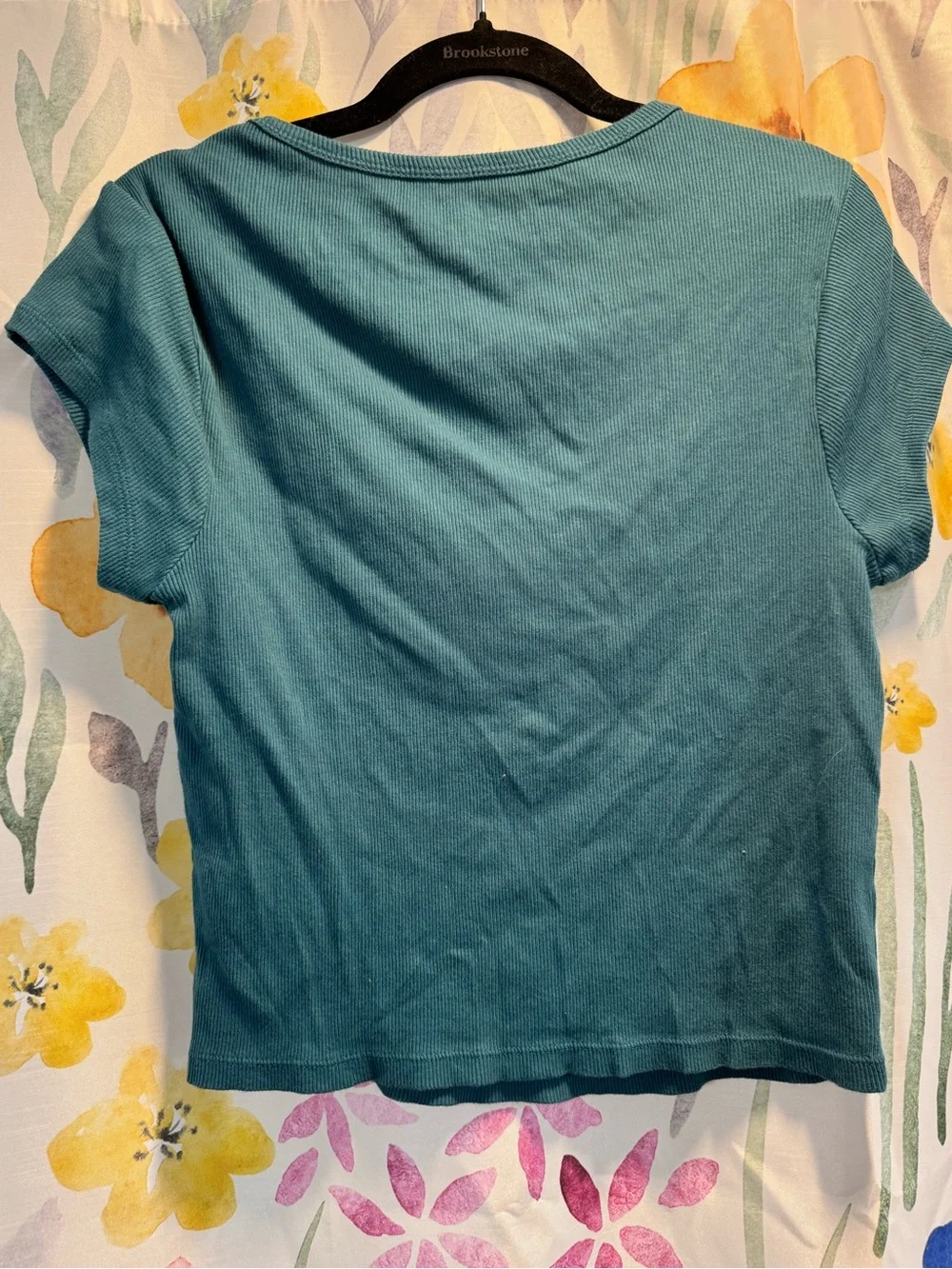 No Boundaries Teal Short Sleeve Henley Top